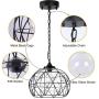 Wellmet 1-Light Hanging Lights,14.5 Inch Outdoor Chandelier Black Cage Pendant Lighting with Glass Shades,Porch Gazebo Barn Light Fixture Perfect for Dining Room,Bar,Aisle,Hallway,Entryway,Foyer