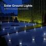 Solar Ground Lights,12 Packs 8 LED Solar Garden Lights Outdoor Waterproof in-Upgraded Outdoor Garden Waterproof Bright in-Ground Lights for Lawn Pathway Yard Driveway(Cold White)