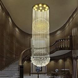 Horisun Crystal Chandelier Lighting, 10 Lights Flush Mount Ceiling Light, Modern Chandelier Lighting Fixture for Dining Room, Living Room, Hallway, Romantic Deco, H95 X D26