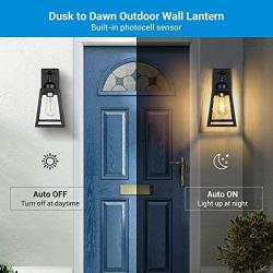 DEWENWILS Outdoor Wall Light, Dusk to Dawn Outdoor Lighting, Seeded Glass Shade,Weatherproof Porch Light, E26 Socket, Exterior Wall Sconce for Garage, Entryway, Deck, ETL Listed