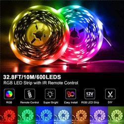 Led Strip Lights 32.8FT/10M, Color Changing Light Strip with 44-Keys Remote, 600LEDs Bright RGB LED Lights, DIY Color Options Tape Lights, Power Supply Led Lights for Bedroom Home Kitchen Decoration…