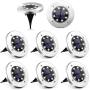 Solpex Solar Ground Lights 8 Pack, 8 LED Solar Powered Disk Lights Outdoor Waterproof Garden Landscape Lighting for Yard Deck Lawn Patio Pathway Walkway (White)