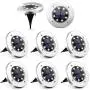 Solpex Solar Ground Lights 8 Pack, 8 LED Solar Powered Disk Lights Outdoor Waterproof Garden Landscape Lighting for Yard Deck Lawn Patio Pathway Walkway (White)