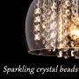 FERWVEW Modern 1 Light 11'' Crystal Flush Mount Ceiling Light Mini Chandeliers Lighting Fixture with Drum Glass Shade, Chrome Hanging Lamp for Bedroom Living Dining Room Hallway Entryway Foyer