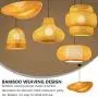 OSALADI Bamboo Woven Pendant Light Antique Lantern Ceiling Lamp Hanging Chandelier Wicker Light with Cloud Shade for Dining Room Living Room Restaurant