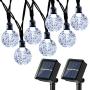 Joomer 2 Pack Globe Solar String Lights, Upgraded 20ft 30 LED Solar Patio Lights, Waterproof & 8 Modes for Patio, Garden, Gazebo, Yard, Outdoors (White)