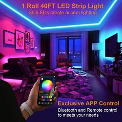 40 Feet Led Strip Lights, ViLSOM Smart APP Control with Remote Music Sync Led Lights for Bedroom, Room, Ceiling, Party, Home Decoration with SMD 5050LED 16 Million Colors RGB Light Strip Bias Lighting