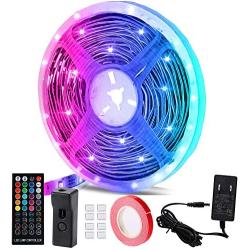 LED Light Strips with Remote Music Sync, Smart LED Strip Lights for Bedroom,Color Changing RGB LED Strips for Desk, Dorm, Under The Cabinet, TVs,Rooms with 44 Keys Remote Mic Control