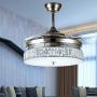 Modern 36inch Invisible Ceiling Fan Light LED Integration 3-Colors and Remote Control ABS Retractable Blades Indoor Silent Running Chandelier Fan for Living room/Bedroom/Restaurant (Silver)