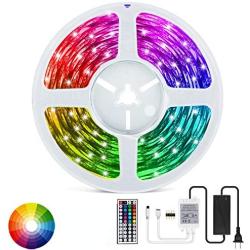 LED Strip Light 55ft DLIANG RGB Flexible Tape Lights 5050 SMD RGB 480 LEDs Non Waterproof 16M Rope Light with 44 Keys IR Remote Controller and 24V Power Adapter for Home Kitchen Party Deco