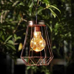 Iron Geometric Lantern Lamp, Warm White LED Table Lamp, Cordless Portable Desk Lamp, Tabletop Hanging Home Decoration, Outdoor Garden Lights for Bedroom Living Room Wedding Party - Gold