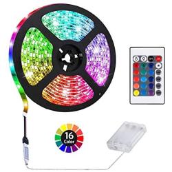 HIKENRI 1M/3.3ft Battery Powered LED Strip Lights, Flexible Color Changing RGB LED Light Strip, TV Backlight Background Lighting