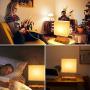 Bedside Table Lamp with 2 USB Ports and Outlets, Dimmable Touch Control Bedside Lamp for Bedroom, Nightstand Lamp Touch Lamp for Living Room, Guestroom, Office, E26 LED Bulb Included