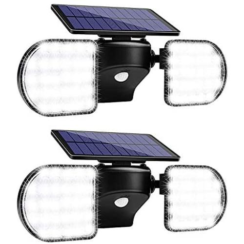 Solar Lights Outdoor,Solar Security Lights with Motion Sensor-56 LED Waterproof Solar Wall Lights,Solar Spotlight Lights Dual Head with 360°Rotatable for Yard Garden Patio Garage Driveway (2 Pack)