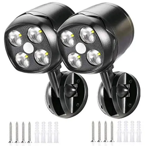 LED Spotlight Lights, Wireless 600 Lumen Battery-Operated Outdoor Wall Light with Motion Sensor Security Lights, Waterproof Security Lighting for Wall Garden Garage Pathway (2 Pack)。 LED Spotlight Lights, Wireless 600 Lumen Battery-Operated Outdoor Wall Light with Motion Sensor Security Lights, Waterproof Security Lighting for Wall Garden Garage Pathway (2 Pack)。
