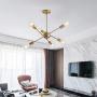 Modern Sputnik Chandelier Lighting Fixture 6 Lights Brushed Brass Chandeliers Mid Century Pendant Light Gold Ceiling Light Fixture for Hallway Bar Kitchen Dining Room (Brushed Brass)