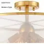 Modern Drum Organza Semi Flush Ceiling Light 6-Light Chandelier for Dining Room Living Room Gold Finish
