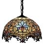 LITFAD Tiffany-Style Victorian Ceiling Pendant Fixture Splendid Dome Glass Shade in Multicolor Finish LED Ceiling Hanging Light Chandelier for Kitchen Island Dining Room Restaurant Bar - 16'' (40 cm)