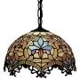 LITFAD Tiffany-Style Victorian Ceiling Pendant Fixture Splendid Dome Glass Shade in Multicolor Finish LED Ceiling Hanging Light Chandelier for Kitchen Island Dining Room Restaurant Bar - 12'' (30 cm)