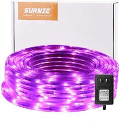 SURNIE Rope Lights Outdoor 50ft Flat Waterproof Led Rope Lighting Pink Purple Led Rope Lights Cuttable Strip Lihgts Outdoor Yard Bedroom Patio Christmas Indoor
