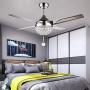 Tropicalfan Crystal Modern Ceiling Fan Remote Control Home Decoration Living Room Dinner Room Simple LED Mute Electric Fans Chandeliers 4 Stainless Steel Blades 44 Inch