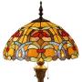 Tiffany Style Floor Standing Lamp W16H64 Inch Tall Orange Stained Glass Liaison Crystal Bead Flower Shade 2E26 Antique Reading Lighting Resin Base S617 WERFACTORY LAMPS Bedroom Living Room Lover Gifts