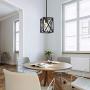 TODOLUZ 1-Light Farmhouse Pendant Light Black Cage Hanging Ceiling Lights with Clear Glass Shade for Kitchen Hallway Dining Room Foyer Bedroom
