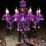 LAKIQ Crystal Modern Chandelier Lighting Fixtures Living Room Bedroom Hanging Pendant Light Candle Candelabras Shape Length Adjustable for Dining Room (Purple, 6 Lights)