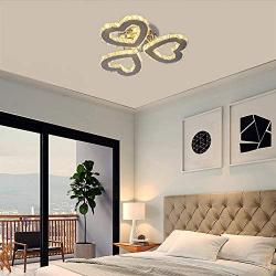 Modern 3 Heart Rings Crystal Chandelier Ceiling Light Fixture LED Pendant Lamp for Bedroom Kitchen Hallway (Heart Warm White)