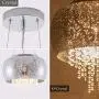 Crystal  Modern Pendant Light Grey Bubble Glass Shade Chandeliers Drum with Hanging Crystals for Hallway, Bedroom, Living Room, Kitchen, Dining Room,UL Listed, HUOYAN-LIGHTING