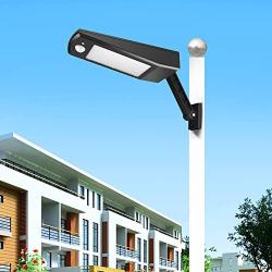 Solar Street Light Outdoor 48LEDs 900LM Waterproof IP65 4 Modes Emergency Light with PIR Motion Sensor, All-in-one Cordless Lamp, for Street Road Garden Yard Pathway