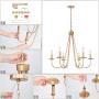Chandeliers for Dining Rooms, Gold Chandelier, 6-Light Dining Room Lighting Fixtures Hanging with Dark Golden Finish, 28’’ W x 24.5’’ H