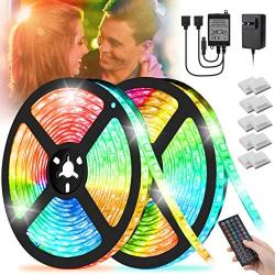 LED Strip Lights,32.8ft RGB Color Changing LED Light Strip Kit,10m SMD 5050 Flexible LED Tape Lights with 44 Key IR Remote Controller and Power Supply LED Lights for Home Room Party Holiday Decoration