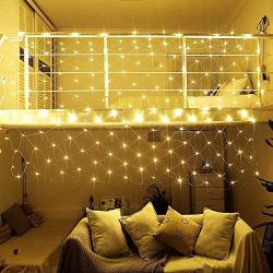 Obbsen LED Net Lights, 200 LED Fairy String Decorative Mesh 9.8ft x 6.6ft Warm White USB Lights Waterproof for Christmas Outdoor Wedding Garden Decorations