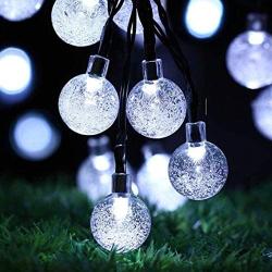 Solar String Lights Outdoor , 50LED Globe Fairy Waterproof Lights , 8 Mode 7M/24Ft Indoor/Outdoor Solar String Lights for Garden, Patio Yard, Home ,Christmas ,Parties ,Wedding (White)