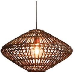 LITFAD Weave Geometric Suspension Light Natural Modern Pendant Lighting 1 Light Ceiling Hanging Light Fixture for Sitting Room Dining Room Hotel Restaurant