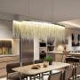 Moooni Post-Modern Rectangle Aluminum Tassel Linear Chandelier Rectangular Pendant Light Fixture for Dining Room Kitchen Island Over Table L47''