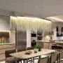 Moooni Post-Modern Rectangle Aluminum Tassel Linear Chandelier Rectangular Pendant Light Fixture for Dining Room Kitchen Island Over Table L40''