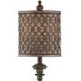 French Buffet Table Lamp Beige Scroll Metal Lattice Candlestick Framed Cylinder Shade for Dining Room - Regency Hill