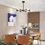 UOFUS Sputnik 6 Light Chandelier Black Mid Century Chandelie Modern Ceiling Light Fixture Pendant Lighting for Kitchen Dining Room Living Room Bedroom