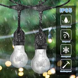 Elfeland LED Outdoor String Lights 48FT RGB Multicolor String Lights Dimmable Hanging Lights Patio Lights Backyard Lights Party Lights with 15Pcs Shatterproof LED Bulb & 2 Remote Controls