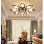 LITFAD Flower Semi Flush Mount Ceiling Light Metal 8 Lights Modern Ceiling Lamp Fixture Living Room Lamp LED Pandent Light in Black for Dinning Room Bedroom Restaurant