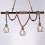 BAYCHEER Multi-Light Natural Rope Pendant Lights Chandelier Celling Lamp Hanging Light Fixture with Cage Guard for Indoor Warehouse Barn in Dark Bronze use 3 E26 Bulbs