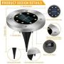 Solar Lights for Outdoor Garden, Garden Deck Solar Disk Lights Waterproof, Solar Garden Ground Lights Outdoor Walkway Deck for Yard Driveway IP65 Waterproof, 6000K Cold White Solar Landscape Light (4)
