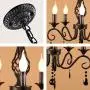 Ganeed French Country Chandeliers,5 Lights Black Crystal Candle Chandelier,Industrial Vintage Pendant Light Fixture Hanging Light for Island Kitchen Dining Room Farmhouse