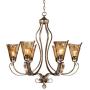 Amber Scroll Golden Bronze Silver Large Chandelier 31 1/2'' Wide Rustic Art Glass 6-Light Fixture for Dining Room House Foyer Kitchen Island Entryway Bedroom Living Room - Franklin Iron Works