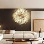 Qamra Modern Crystal Gold Chandeliers, 16-Lights Firework Dandelion Sputnik Chandelier Light Fixture Pendant Lighting for Dining Room, Bedroom, Kitchen, Living Room