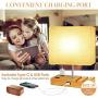 Bedside Table Lamp with 2 USB Ports and Outlets, Dimmable Touch Control Bedside Lamp for Bedroom, Nightstand Lamp Touch Lamp for Living Room, Guestroom, Office, E26 LED Bulb Included