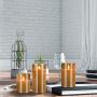 Flameless Led Candles Flickering, Yinuo Candle Real Wax Fake Wick Moving Flame Faux Wickless Pillar Battery Operated Candles with Timer Remote Glass Effect for Festival Wedding Home Party Decor