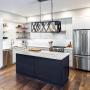 Henveton Industrial Kitchen Island Light, 4-Light Rectangular Farmhouse Pendant Lighting Vintage Hanging Fixtures Light Metal Caged Chandeliers for Dining Room